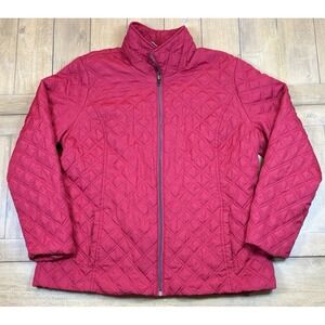 Christopher & Banks Red Quilted Zip Front Jacket Womens Lightweight Layering